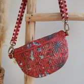 Sac bandoulière fleur rouge